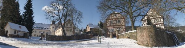 Schloss Buchenau Panorama Winteransicht Schloss Buchenau Winteransicht